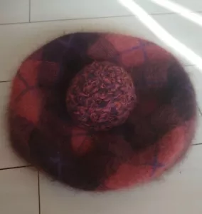 Vivienne Westwood Angora Wool Check Beret Pompom Orb Size S-M Used - Picture 1 of 5