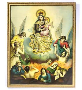 Lady Of Mount Carmel Religious Chromolithograph Print 1880 Madonna Jesus Carmen - Picture 1 of 24