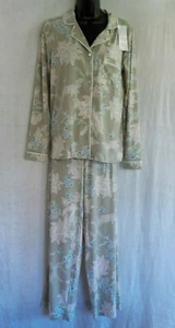 New Directions 2 Pc Pajamas Size S NWT Floral Notch Collar Button Top Long Pants - Picture 1 of 12