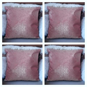 Cushion Covers Red Set of 4 Wine Damask 18x18" 45X45 Cm Floral Thick Fabric Zip - Picture 1 of 5