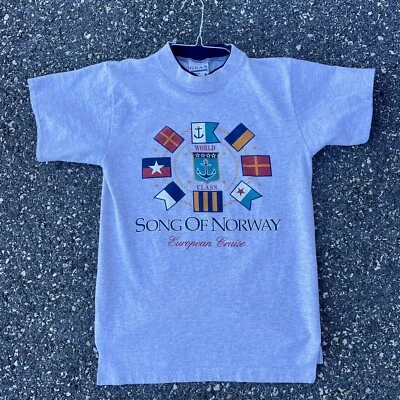 Camiseta deportiva vintage años 90 Song Of Norway equipo de crucero europeo talla pequeña EE. UU. Foto 1 de 4