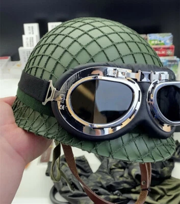 Halloween Cosplay Casco Segunda Guerra Mundial EE. UU. M1 Casco Verde Táctico Disturbio Capas Dobles Nuevo Foto 1 de 4