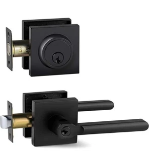 Berlin Modisch Entry Lever Door Handle and Single Cylinder Deadbolt Lock - Picture 1 of 11