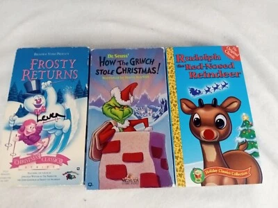 Vintage Christmas VHS Lot The Grinch,Rudolph,And Frosty Foto 1 de 4