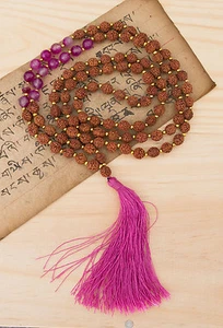 Collier Bouddhiste - Mala - Sautoir - Rudraksha et Perles Top qualité # 25211   - Picture 1 of 2