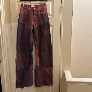 Marine Serre Burgundy and pink patchwork jeans size small - Picture 1 of 4