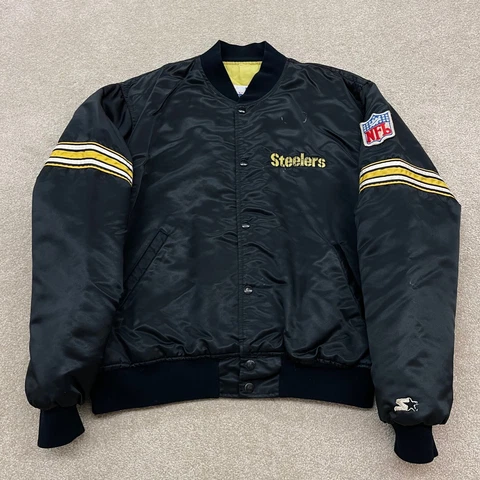 Pittsburgh Steelers Jacket Men XL Adult Black Starter Satin NFL Vintage 90s Coat Cover