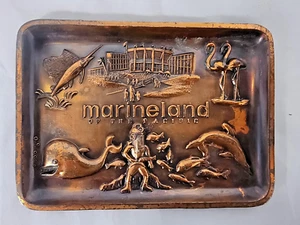 Vtg Marineland of the Pacific 3D Relief souvenir Tray Metal Copper Trinket JAPAN - Picture 1 of 8