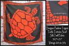 Silk Scarf Twill Modernist Turtle Tortoise PAULENE TRIGERE Red/Black VTG 30"