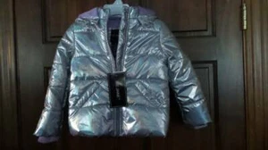 NWT~ ME JANE  Silver & Purple Puff Jacket  Full Zip  Hood  Girls 4 - Picture 1 of 6