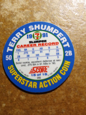 Baseball Score 1991 Slurpee 7-11 Superstar Action Coin TERRY SHUMPERT
