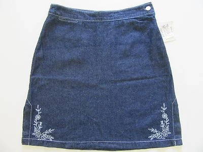 NUEVO CON ETIQUETAS Damas Falda Denim 9 Jr Niña Adolescente Azul Oscuro Jean Ligera Mini Precio de venta sugerido por el fabricante $29   Foto 1 de 4
