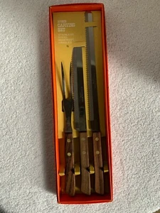 Vintage Mid-Century MCM 3-Piece Carving Set Stainless Steel Rosewood Handles NIB - Picture 1 of 9