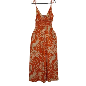 Mono Patrons of Peace Arcadia Naranja Estampado Tropical con Smocking M Nuevo con Etiquetas - Imagen 1 de 11