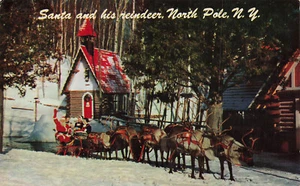 SANTA AT WORKSHOP NORTH POLE NY NEW YORK 1959 VINTAGE POSTCARD 091723 S - Picture 1 of 2
