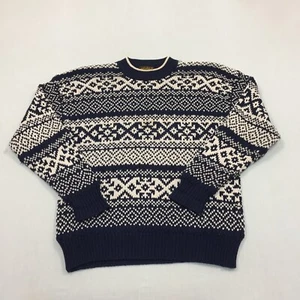 Eddie Bauer Knitted Jumper Mens Extra Large Fair Isle Norwegian Sweater Cotton - Picture 1 of 13