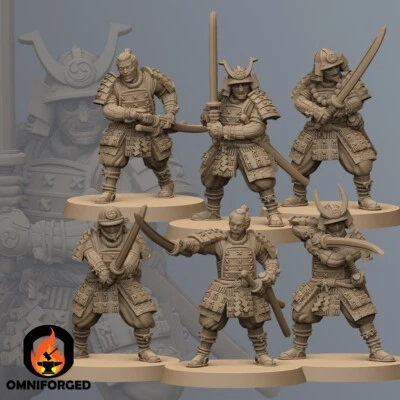 Samurai Miniatura Espadachín Guerrero Unidad Mazmorras y Dragones Mini DnD 5e 28mm Foto 1 de 4