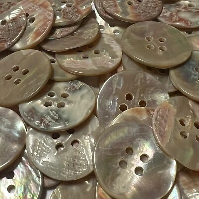 Best Quality Japanese AWABI/Abalone Button Orange/Natural Back 19mm,23mm 7/8" 4h - Image 1 of 4