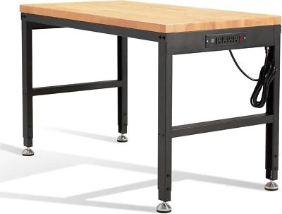 HABUTWAY Height Adjustable Workbench 48"x 24" Large Capacity Heavy-Duty Power Outlets