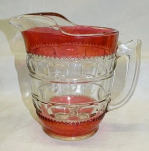 Lancaster Colony Kings Crown Pitcher 57oz. -8" Cranberry & Clear NOS - Picture 1 of 7