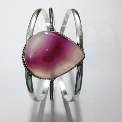 Pink Agate jewellery handmade .925 silver Bangle silver gemstone jewelry - image 1 of 4