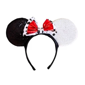 Disney Villains Cruella Deville Minnie Mickey Ohren Stirnband 101 Dalmatiner Schleife - Bild 1 von 2