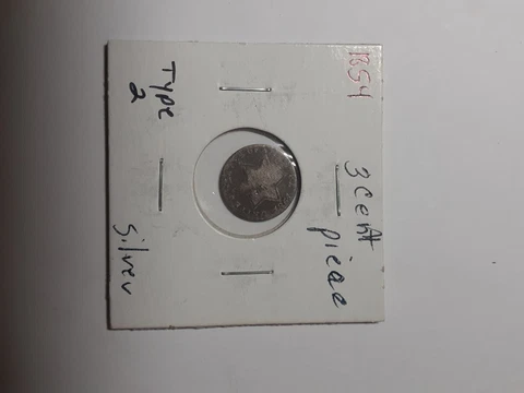 1854 Three Cent Silver Piece Trime 3cs Type 2 Ungraded Cover