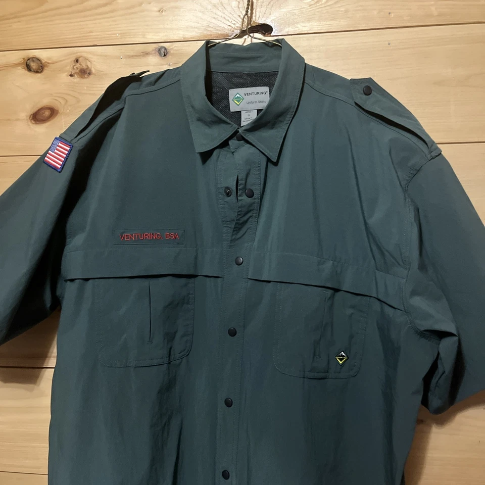 Boy Scouts Of America Venturing Uniform Shirt BSA Mens Size XxLarge Green Nice!! - Image 1 of 4