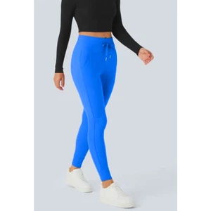 Halara Softlyzero Plush High Waist Drawstring Side Pocket Blue Joggers Petite XL - Picture 1 of 14