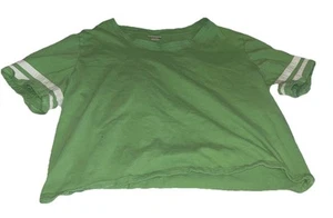 Top Mossimo Cropped 100% Cotone Junior XXL Verde e Bianco Manica Corta - Foto 1 di 7