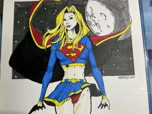 Original Comic Art By MARTINEZ (SUPERGIRL) 14” By 11” Colored Markers 2012 - Picture 1 of 7