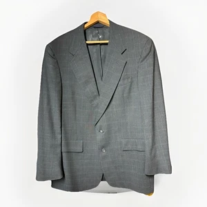 Austin Reed Blazer Suit Jacket 2 Btn Wool Gray Windowpane Plaid Tailored 44R - Picture 1 of 16