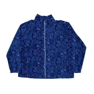 BLAIR Patterned Fleece Jacket Size 2XL Blue Paisley Full Zip Unisex - Image 1 of 4