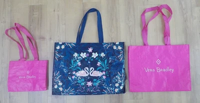 3 Bolsas de Compras VERA BRADLEY Market Pequeñas+ Medianas Rosa y Grandes Azules Cisnes Florales Foto 1 de 4