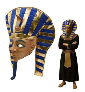 Nicky Bigs Gold Pharaoh Mask King Tut Costume Headdress Halloween Cosplay - Picture 1 of 9