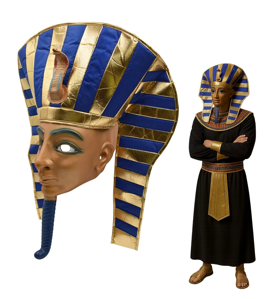 Nicky Bigs Gold Pharaoh Mask King Tut Costume Headdress Halloween Cosplay - Image 1 of 4