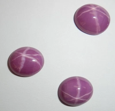 Opaque Star Ruby Oval 13x11 mm Cabochon 6 Rayed Lab-created Stone 3 pieces Lot - Image 1 of 4