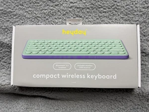 heyday Compact Wireless Keyboard Bluetooth 5.1 USB Receiver Spring Teal 33 ft - Picture 1 of 5