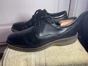 ECCO Berlin Plain Toe Oxford Men's 11 44 Lace Up Shoes Black Leather Shock Point - Picture 1 of 8