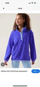 ATHLETA Girl Cold Snap Fleece Sweatshirt Amphirite Blue Purple Girls Size S 7 - Picture 1 of 6