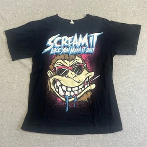 Camicia Scream It Like You Mean It Tour Uomo Media Nera Rockstar Monkey Band - Foto 1 di 6