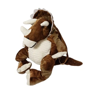 Plüsch Triceratops Dinosaurier Rucksack Kinder braun Stofftier Spielzeug Tasche - Bild 1 von 12