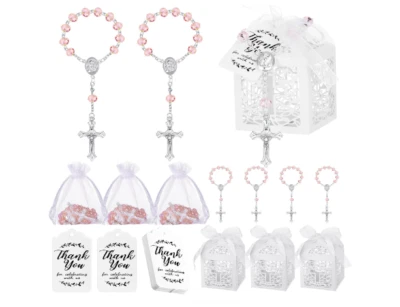 100 Favores de Bautismo Mini Rosario Favores Comunión Rosario Boda Rosa Foto 1 de 4