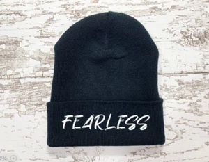 Fearless, Black Beanie Winter Cuffed Hat - Picture 1 of 1
