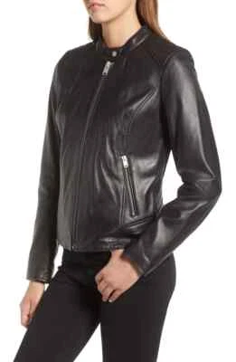 Andrew Marc X3604 Black Leather Moto Jacket Size Medium - Image 1 of 4