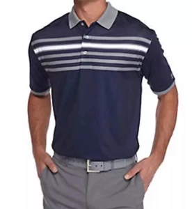 PRO TOUR Men's Short-Sleeve Streamlined Chest Print Stripes GOLF Polo-Shirt. - Picture 1 of 14