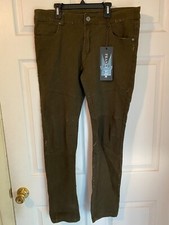 Franky Max Men's Jeans NWT 34W 30L Olive Stretch Cotton Blend Light Distress 