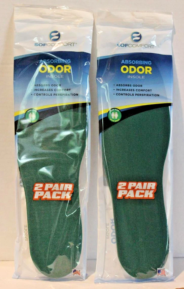 4 pares de plantillas absorbentes de olores Soffort talla única para la mayoría de los unisex nuevas Foto 1 de 1