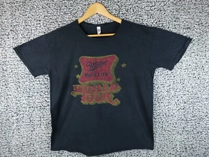 Miller High Life World Tour T-Shirt Large Black Beer Logo Graphic Tee - Picture 1 of 7