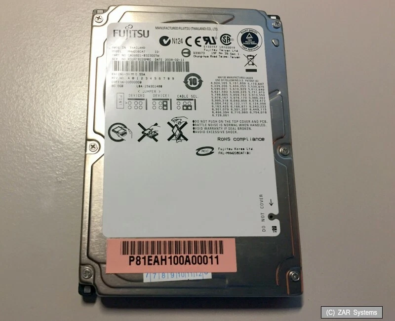 80GB Fujitsu MHW2080AT IDE (ATAPI, PATA) 2,5 Zoll Festplatte, HDD, 100% OK, BULK - Bild 1 von 1